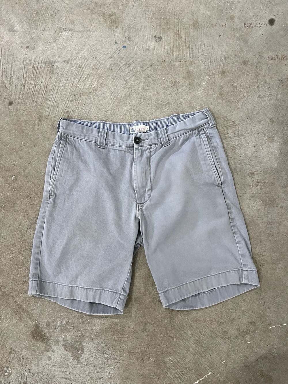 Vintage J.Crew Mens Chino Shorts Gray Cotton Size 30 Preppy